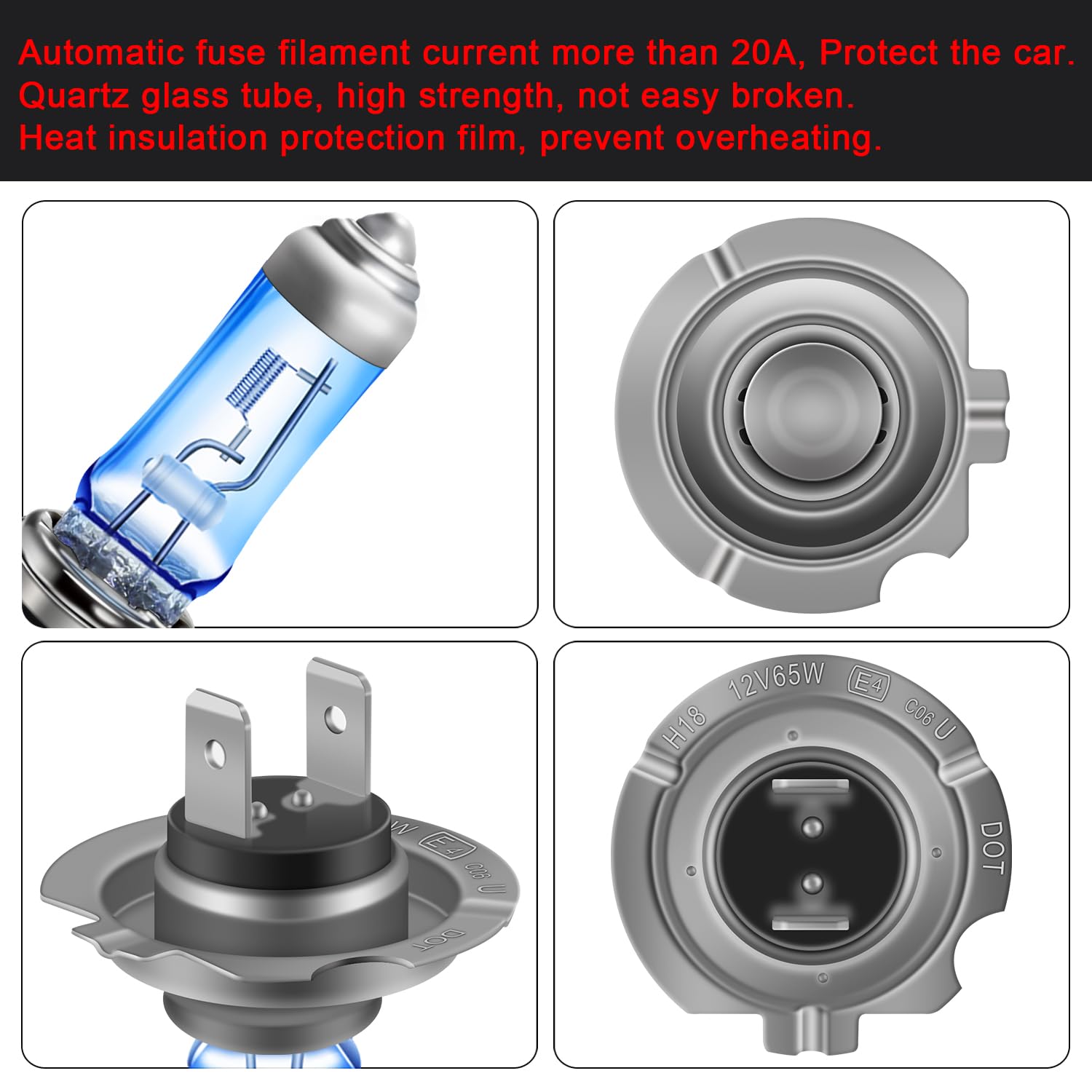 WinPower H18 Halogen Bulbs 12V 65W Car Fog Lamp 4300K Warm White Light Replacement Bulbs, 2 Pieces, 4300K-5000K - Image 4