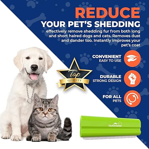 Vista 13 de EasyGroomer - Cepillo para quitar pelos para perros y gatos, color morado, herramienta de capa interior para mascotas grandes y pequeñas, peine que