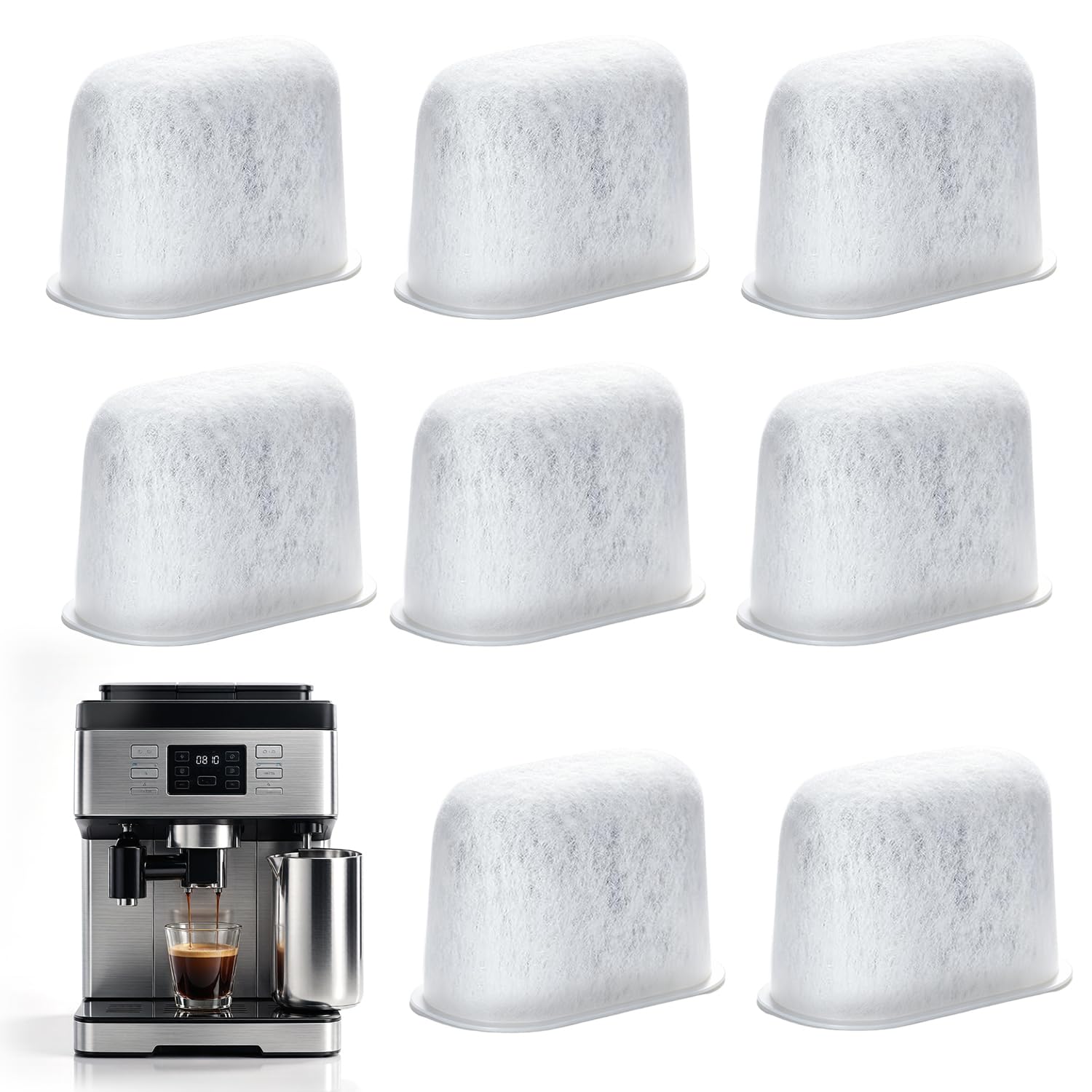 8 Pcs Water Filter Inserts for Ninja Luxe Cafe Accessories(White)