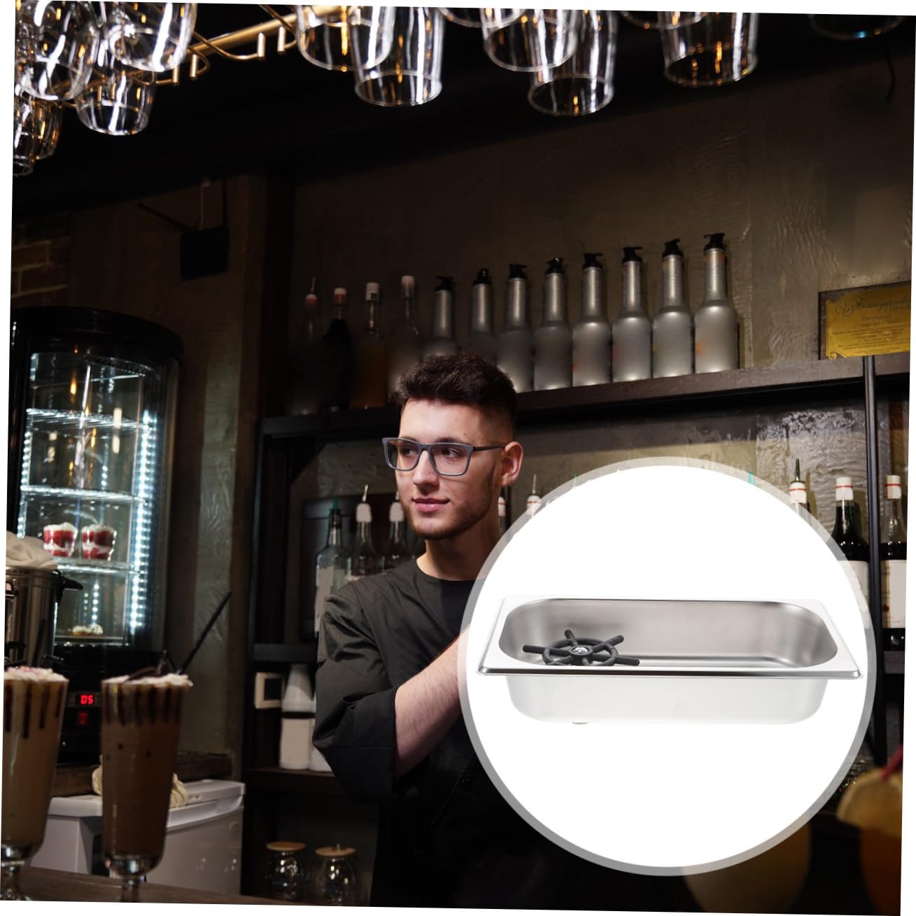 VILLCASE Scolaborraccia in Acciaio Inox e Silicone, Lavabicchieri per Lavello da Cucina e Bar, Pulizia, Robusto e Affidabile