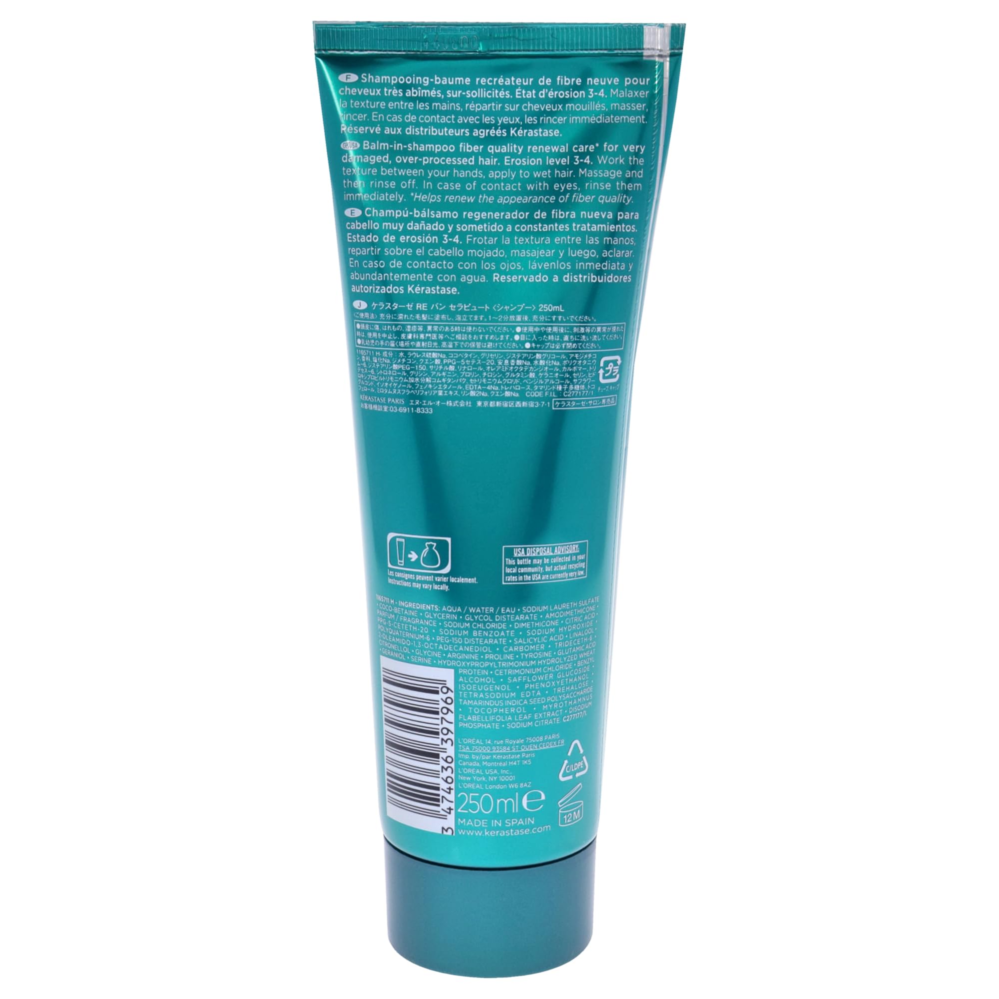 Kérastase Shampoo für sehr geschädigtes und geschwächtes Haar, Regenerierendes und nährendes Haarbad, Bain Thérapiste, Résistance, 250 ml