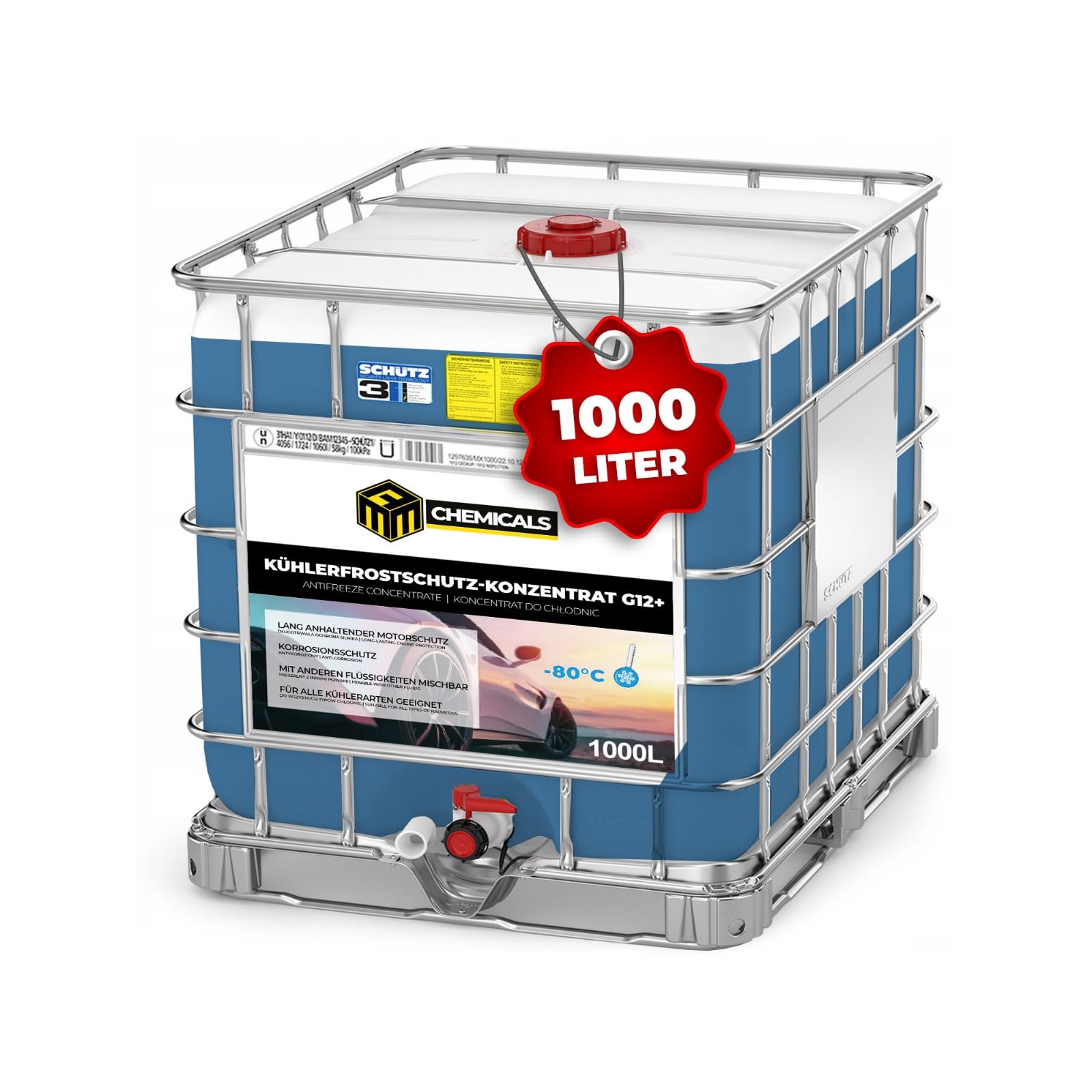 G12+ Konzentrat 1000 L IBC Kühlmittel & Kühlerfrostschutz – Longlife Kühlflüssigkeit für Auto, Motorrad & Nutzfahrzeuge | Schutz vor Überhitzung, Frost & Korrosion