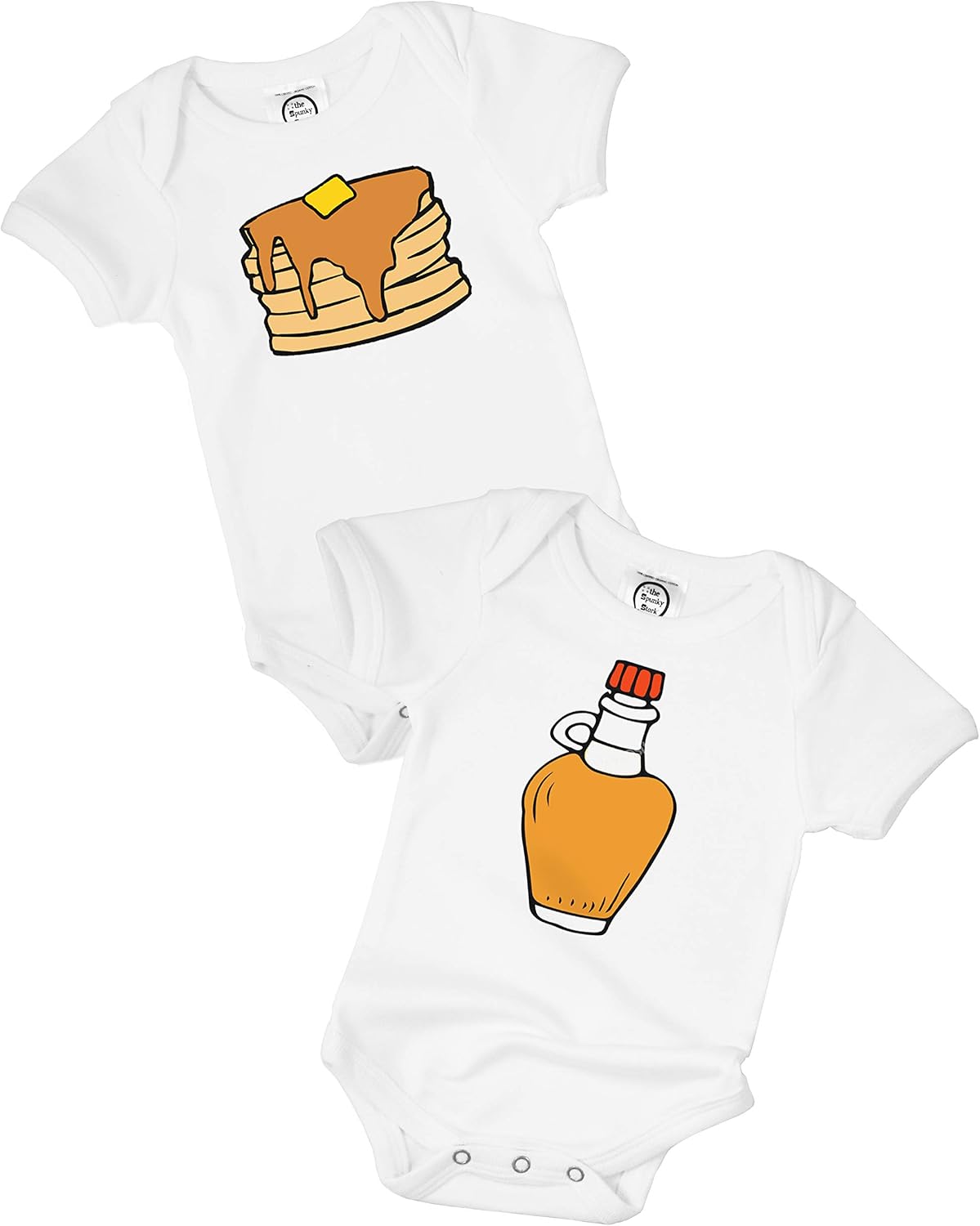 The Spunky Stork Baby Girl & Boy Funny Newborn Twin Organic Bodysuit Gift Outfit