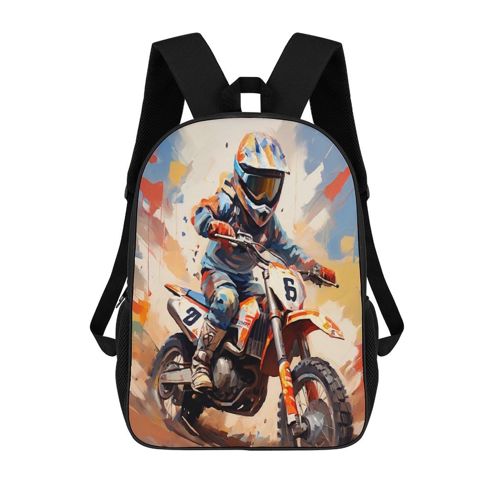 Tnfhsoft Unisex Kids Motocross Bike-1 Motocross Bike Bookbags 3D Printed School Backpacks Boys Girls Personalized Rucksack School Bag Primary Student Kids Bookbag 17Inch