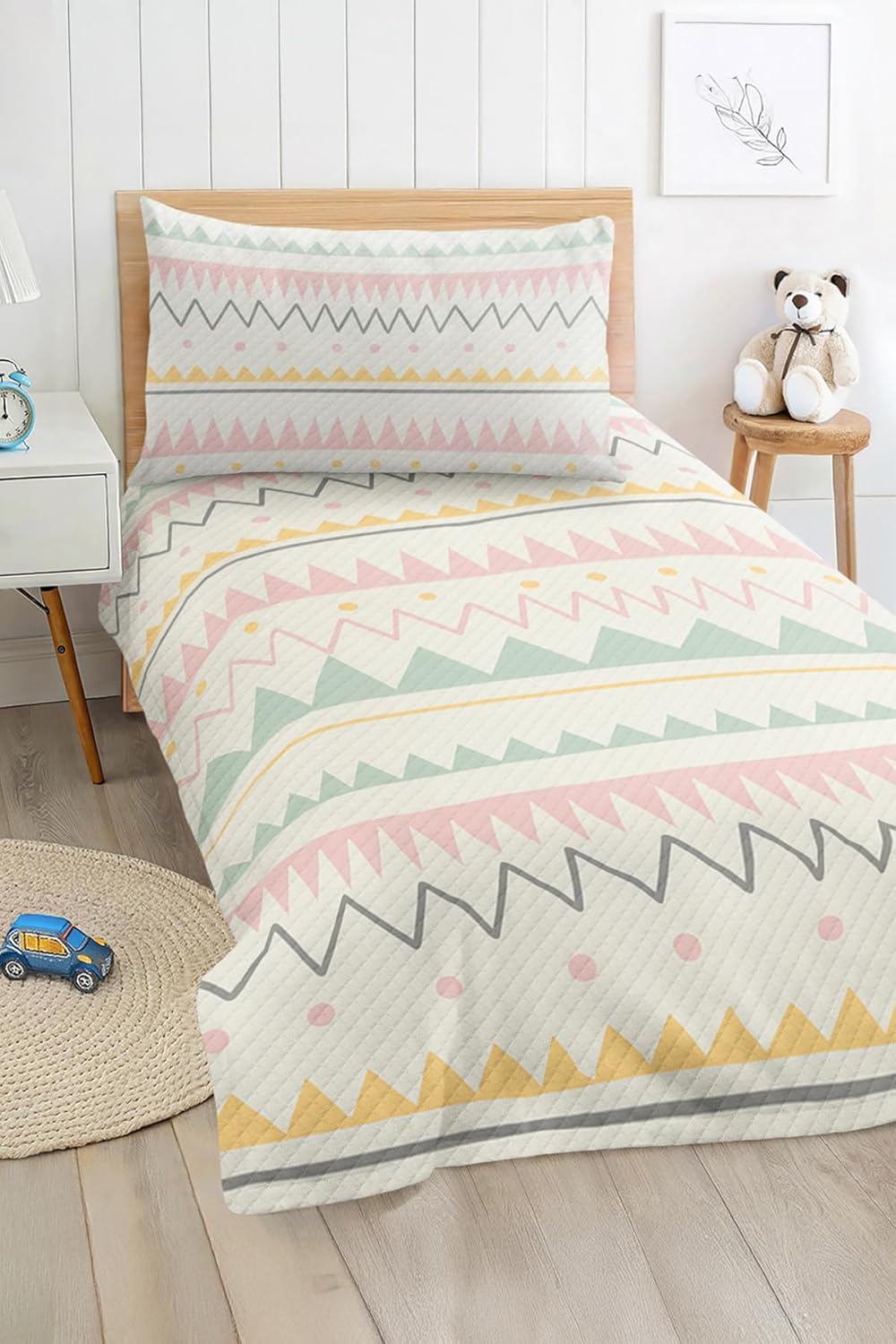 SODEF Bedding Set Colorful Striped Pattern Kids and Teens Room Quilt Set Bedspread Coverlet Lightweight Breathable Cotton Polyester Blend Twin Size - Multicolor, One Size
