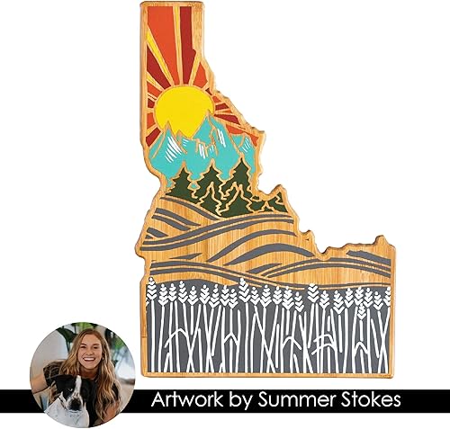 Vista 166 de Totally Bamboo Tabla de cortar con forma del estado de Nebraska y bandeja para servir charcutería con ilustraciones de Summer Stokes, incluye
