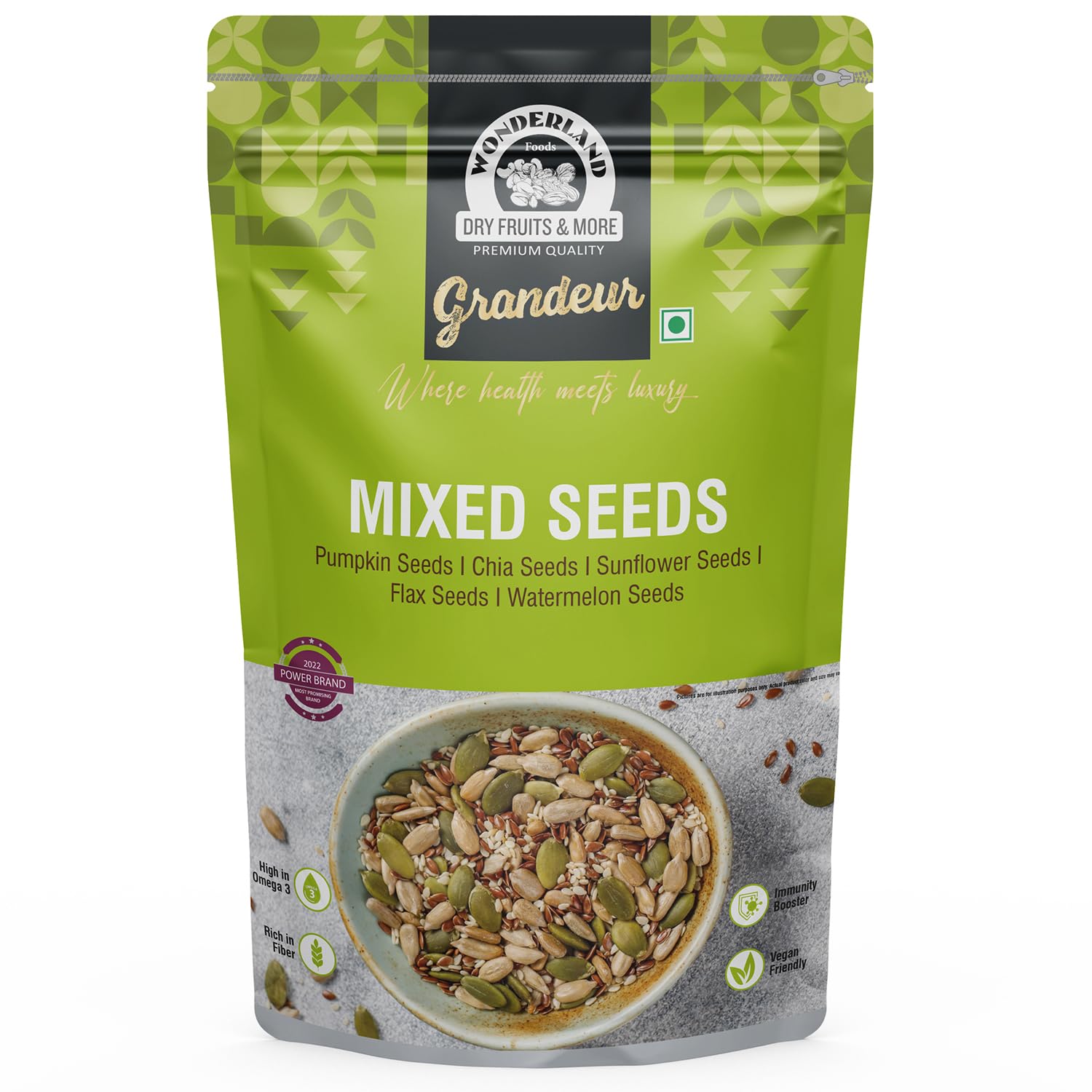 WONDERLAND FOODS (DEVICE) Grandeur Premium Mixed Seeds 200G Pouch|Super Seed In 1 Mix Pumpkin Seeds,Chia Seeds,Sunflower Seeds,Flax Seeds&Watermelon Seeds|Mixed Seeds For Eating (B0CDH2CRZX) Amazon Price History, Amazon Price Tracker