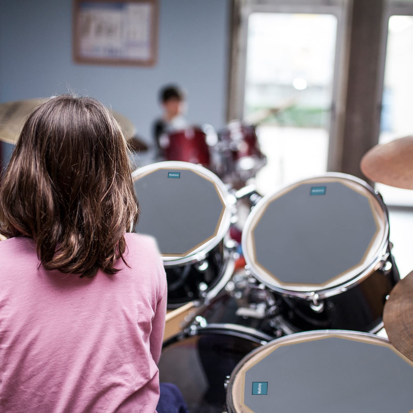 Musfunny Drum Practice Pad Schlagzeug Übungspad, 12 Zoll 2-seitig Leises Übungs Drum Pad Set mit Drumsticks und Aufbewahrungstasche für Schlagzeuger-Übungspad (30 cm Grau)