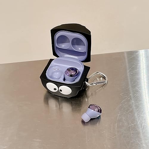 Miniatura 2 de Funda negra de silicona suave con accesorios para llavero para Samsung Galaxy Buds 2 (2021), Galaxy Buds Pro Case (2021)/Galaxy Buds Live Case