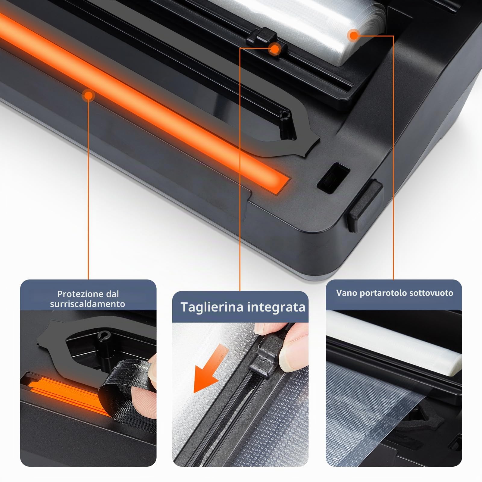 INKBIRD INK-VS02 Macchina Sottovuoto Alimenti 85kPa Efficiente, 5 Modalità | secco/umido/impulsi/sigillato/vuoto esterno, -85 kpa aspirazione, 200 sigillature, anti-surchauffe, silenzioso, taglierina