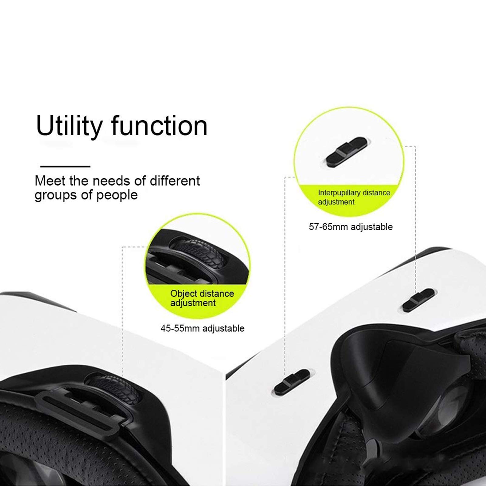 Visore VR Occhiali VR 3D, Cuffie per Realtà Virtuale VR con Lenti Regolabili, 3D Film Glasses Adatto per Smartphone 4,7-5,7 Pollici