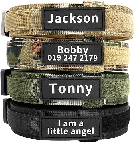 Miniatura 3 de Collar táctico militar personalizado para perro con asa, etiquetas de nombre de mascotas personalizadas para perros medianos y grandes para