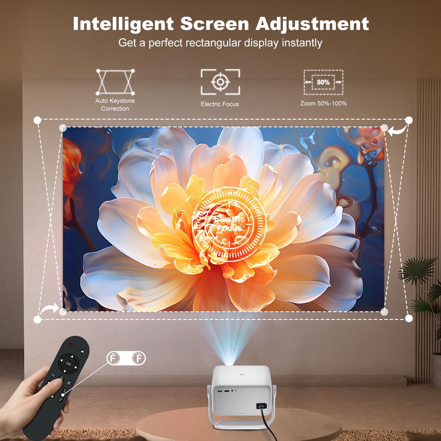 Proiettore Lonnovix L8 4K – 800 ANSI, Native 1080P, WiFi 6, Bluetooth 5.3, Autofocus E Correzione 4D ±50°