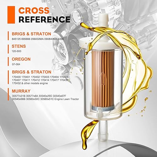 Miniatura 2 de Hipa Pack-Of-2 695666 - Filtro de combustible para Brigs and Straton 845125 JohnD-eer D100 D105 D110 D120 D125 D130 D140 D150 D155 D160 D170 LA120