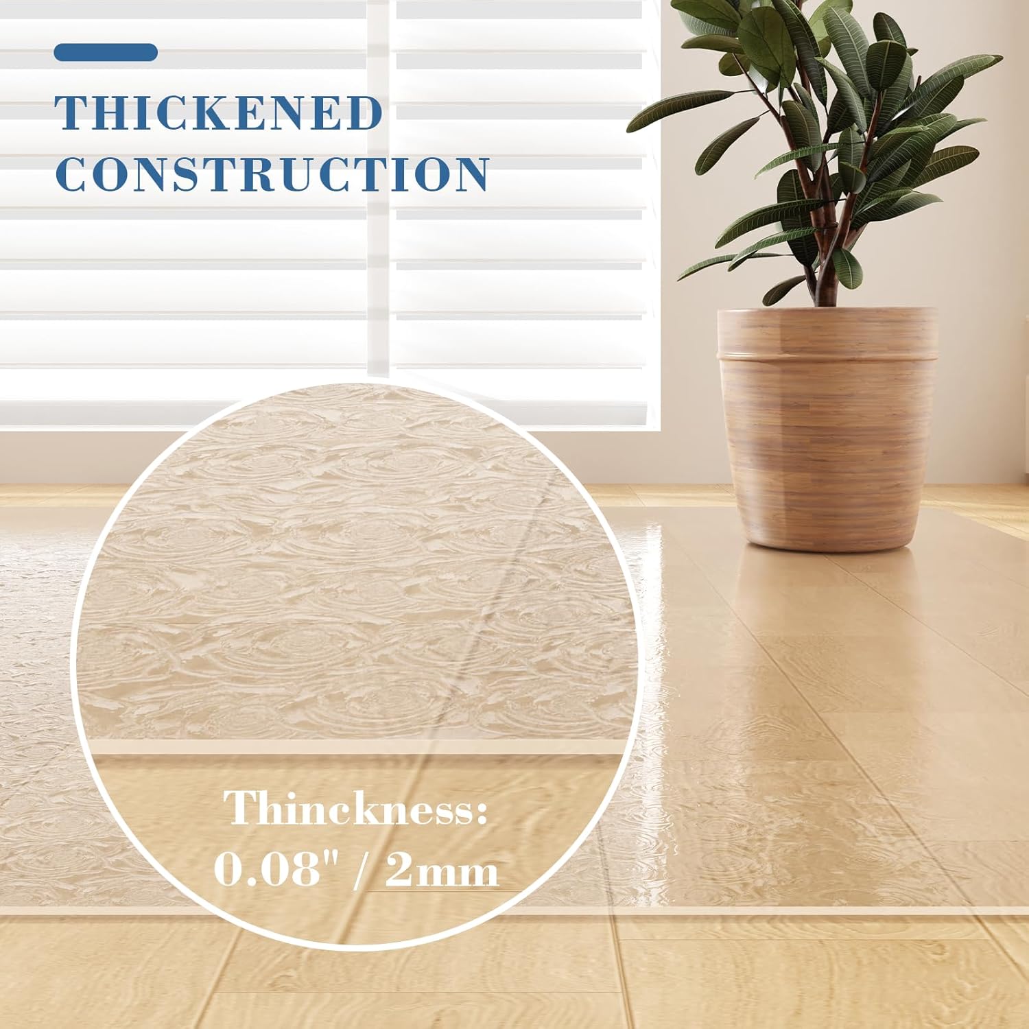 Chair Mat for Hard Floors, Tydle 36" x 60" Office Chair Mat for Hardwood Floors, Non-Slip Plastic Floor Mat for Gaming Chairs, Hard Floor Protector Computer Desk Vinyl Mat for Home Office (Clear-Rose)