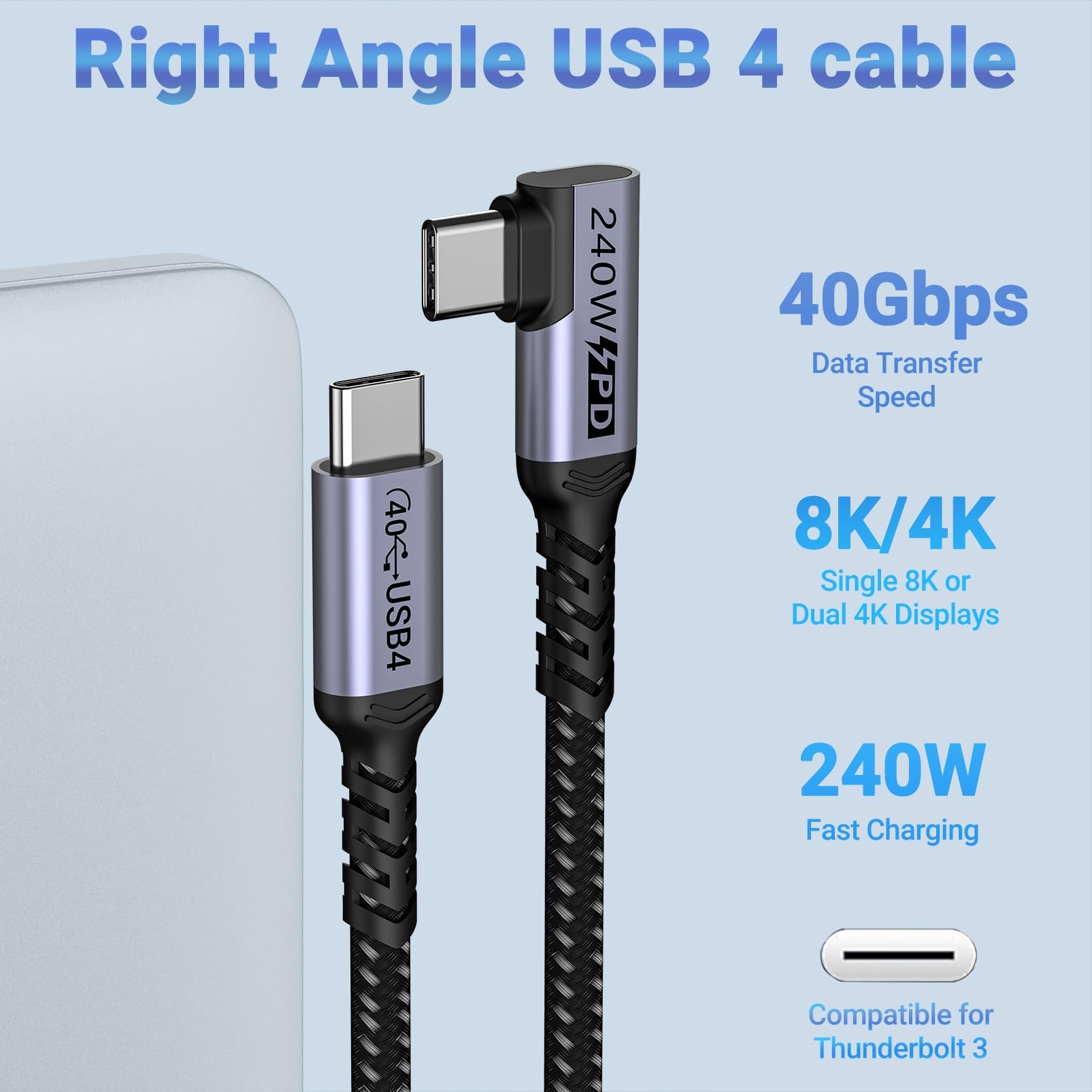 Kabel SUMPK USB 4 240W 40Gbps 8K 60Hz 4K 144Hz Thunderbolt 4/3
