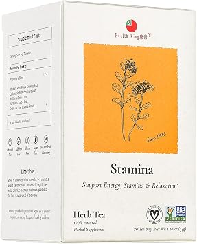 Health King Stamina Herb Tea, Teabags, 20 Count Box
