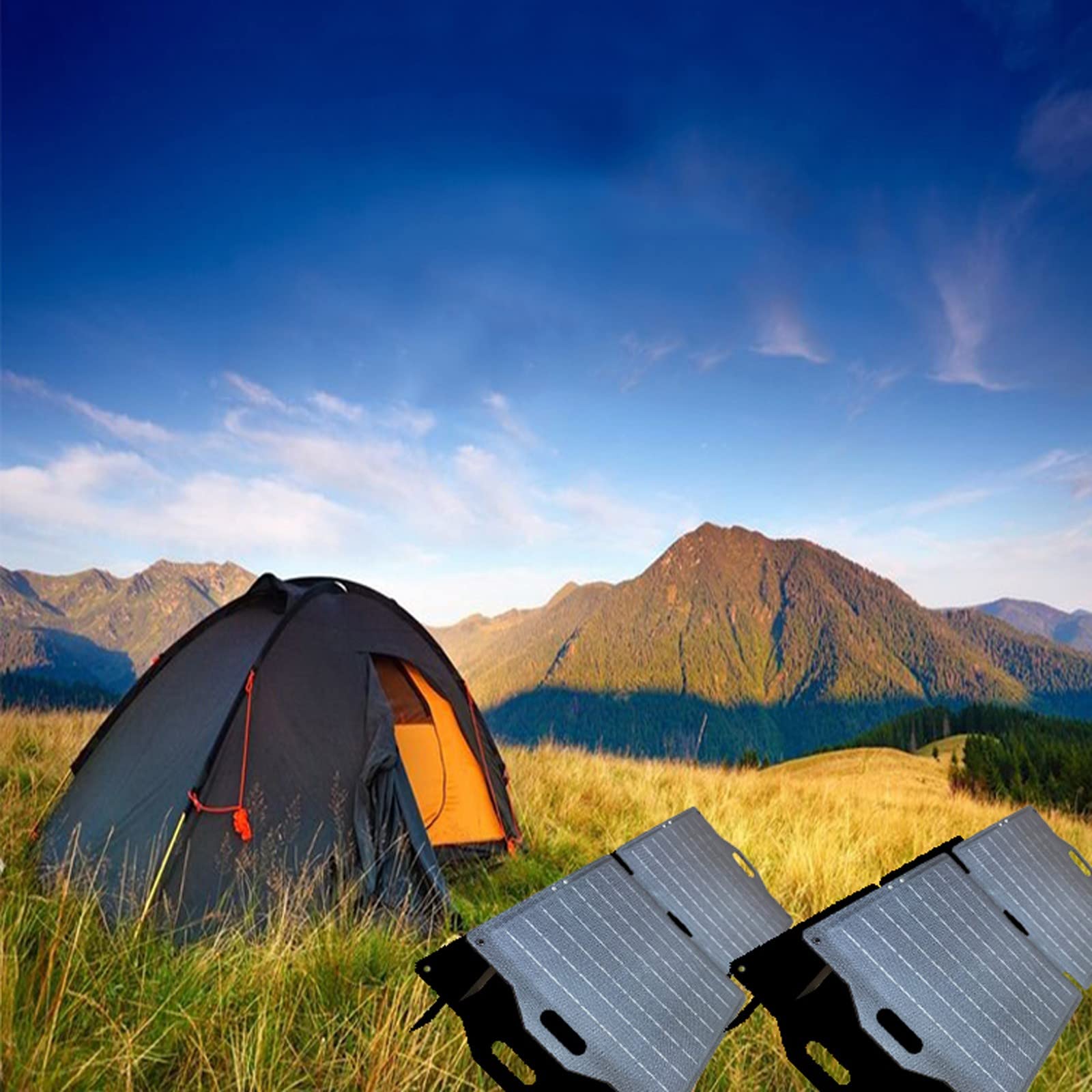 Chargeur solaire monocristallin pliable 50 W avec ports USB et CC pour smartphones, idéal pour les besoins d'alimentation en extérieur et domestique