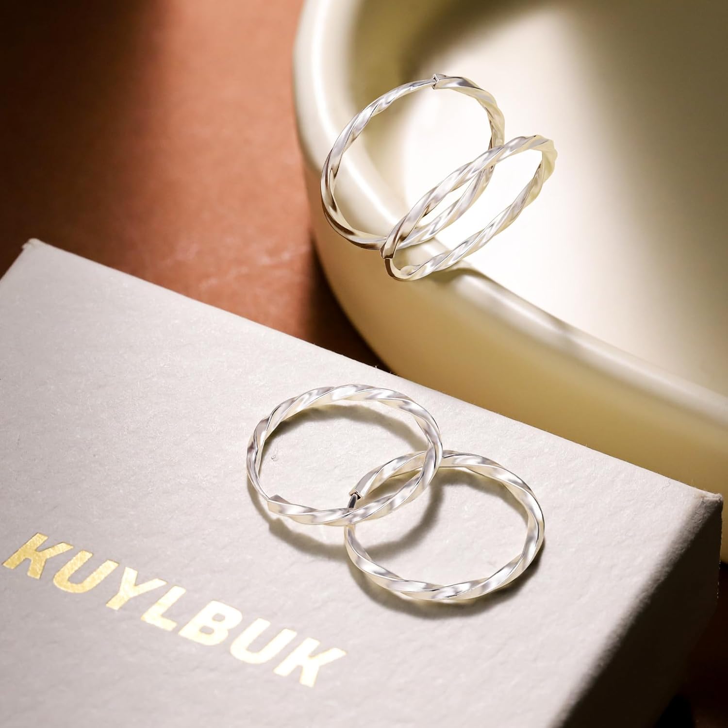 925 Sterling Silver Hoop Earrings for Women Lightweight Twisted Small Hoops Earrings Hypoallergenic 13/15/18/20mm - Image 9