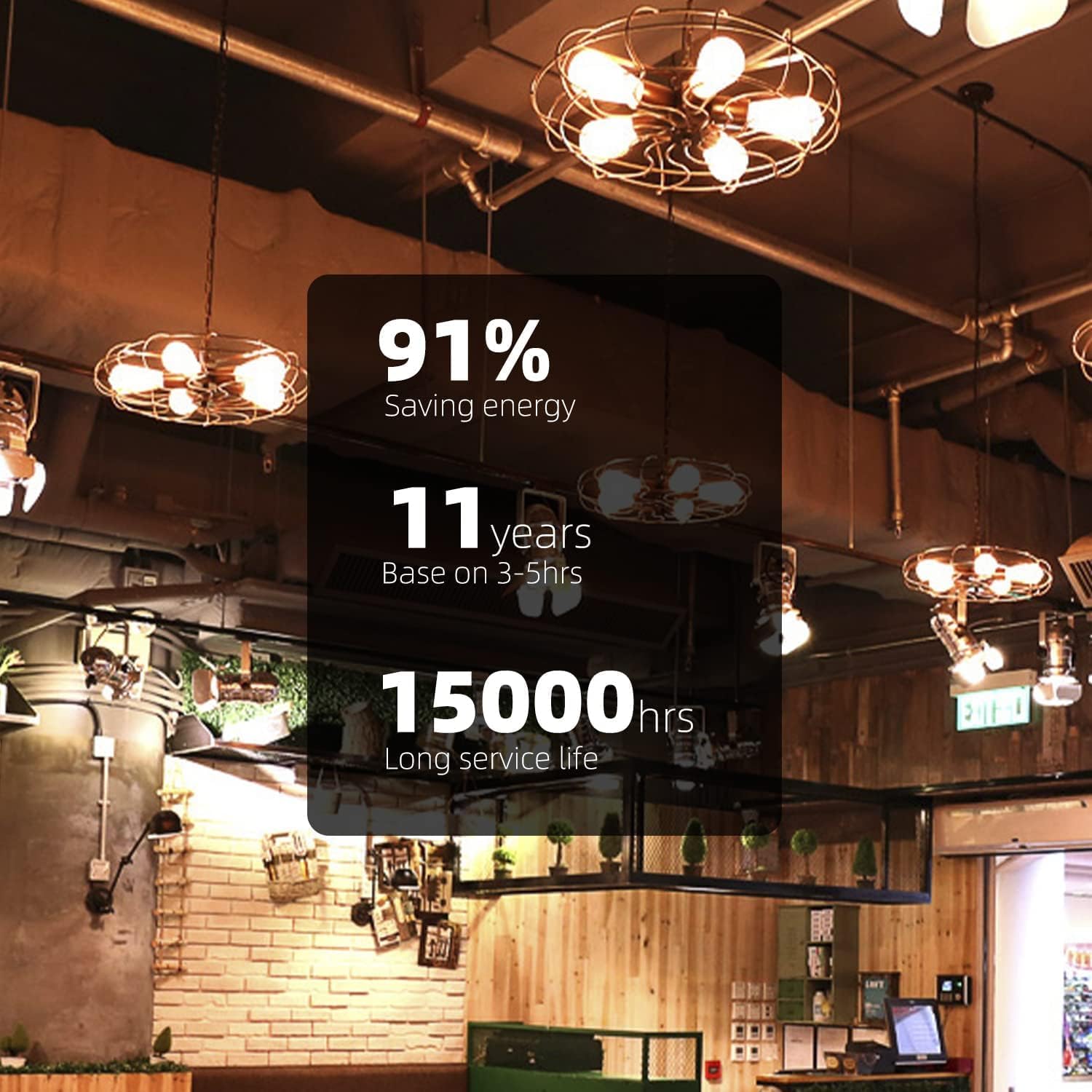 16 Pack ST19 Dimmable LED Edison Bulb, 5.5W (60W Equivalent), 500LM, CRI 95+, 2700K Soft White, E26 Medium Base, Vintage Filament, Clear Glass, Standard Type A Lamp, for Kitchen, Bathroom, Bedroom