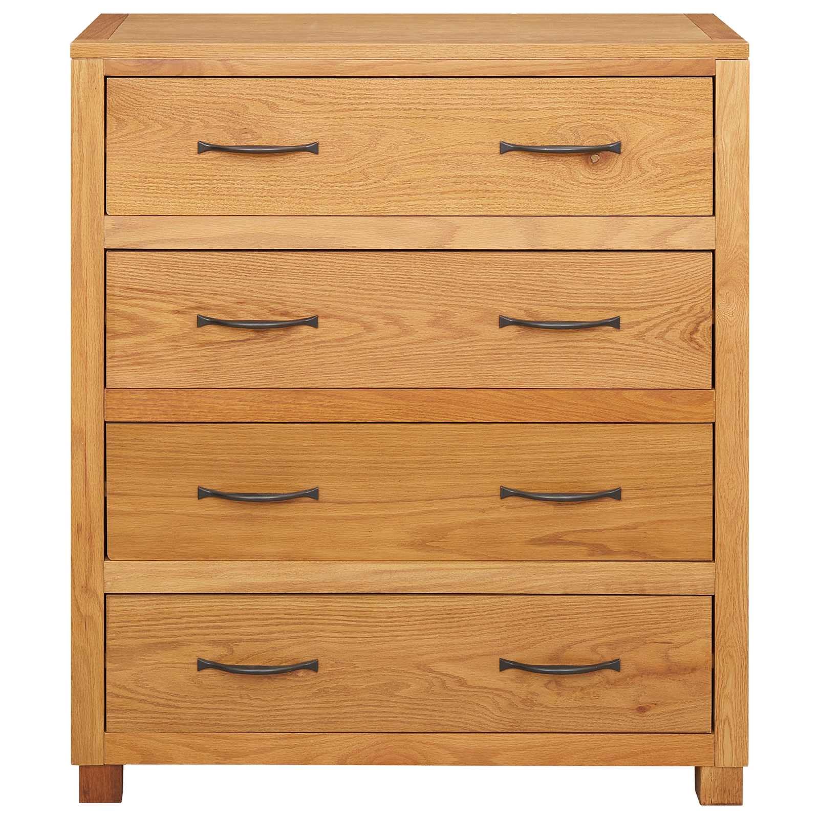Schrank mit Stauraum aus massivem Eichenholz braun 80 x 35 x 95 cm mit 4 Schubladen und Anti-Kipp-Vorrichtung für Wohnzimmer Schlafzimmer Flur vielseitige Aufbewahrung