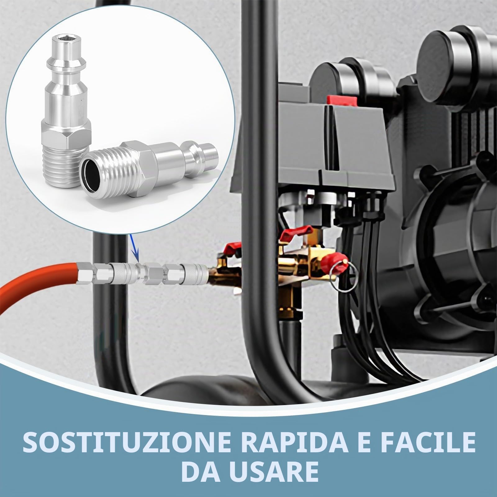 4 PZ Raccordo Rapido Aria Compressa 1/4 NPT Maschio, Raccordo Americano Filettato per Compressore, Punta del Tubo Pneumatico, Connettore Rapido per Sistema Aria e Strumenti Pneumatici