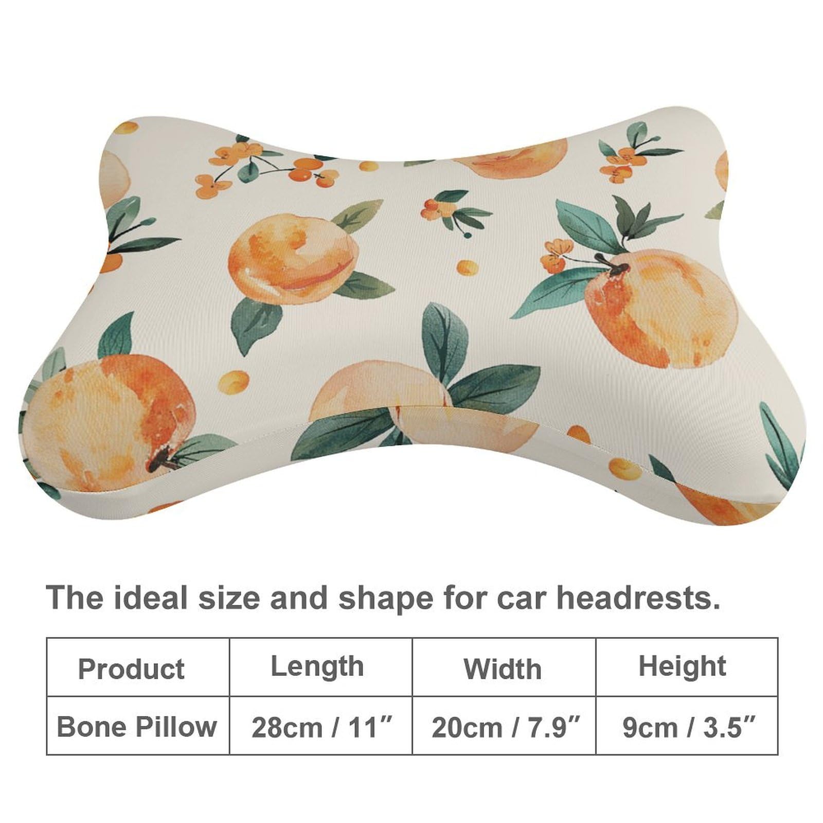 Cuscino per il corpo, cuscino di supporto lombare, motivo pesca, frutta stampato, cuscino da viaggio, set da 2, adatto per sedile auto