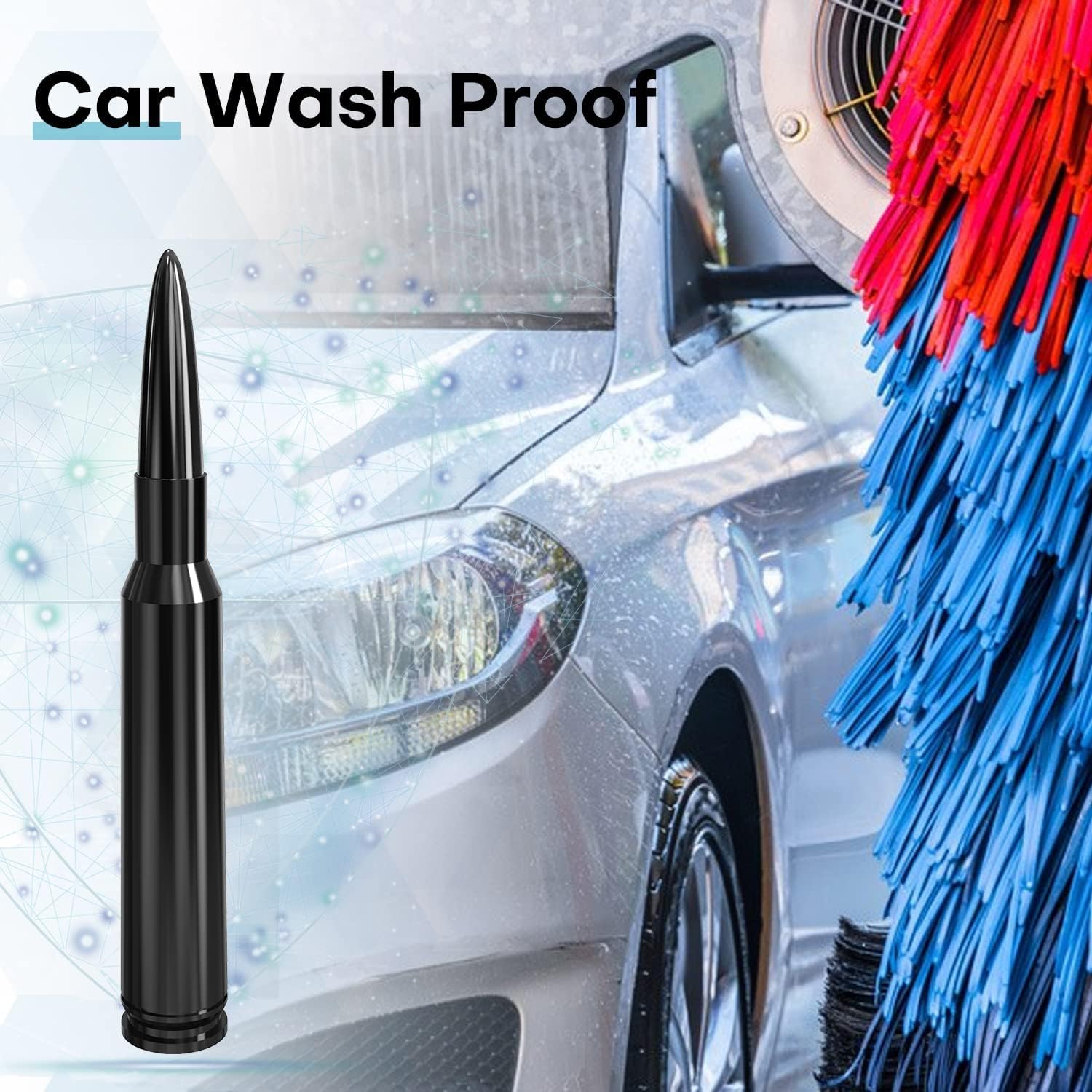 Turcee Antenna A Proiettile Per Auto In Alluminio 14 Cm - Ricambio Stilo Per Pickup Ford F150 F250 RAM Con 8 Adattatori