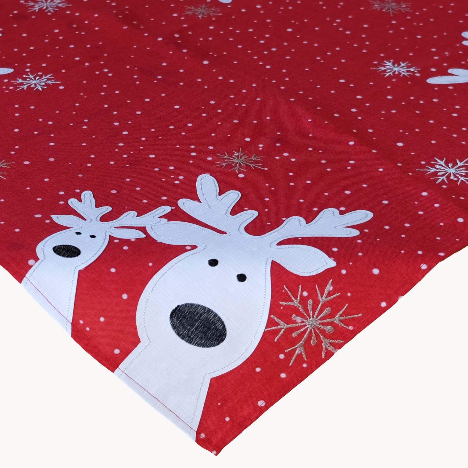 texpot Table Runner 40 x 85 cm Red White Silver Funny Elk Reindeer Table Cloth Christmas Decoration Christmas Tablecloth - Image 2