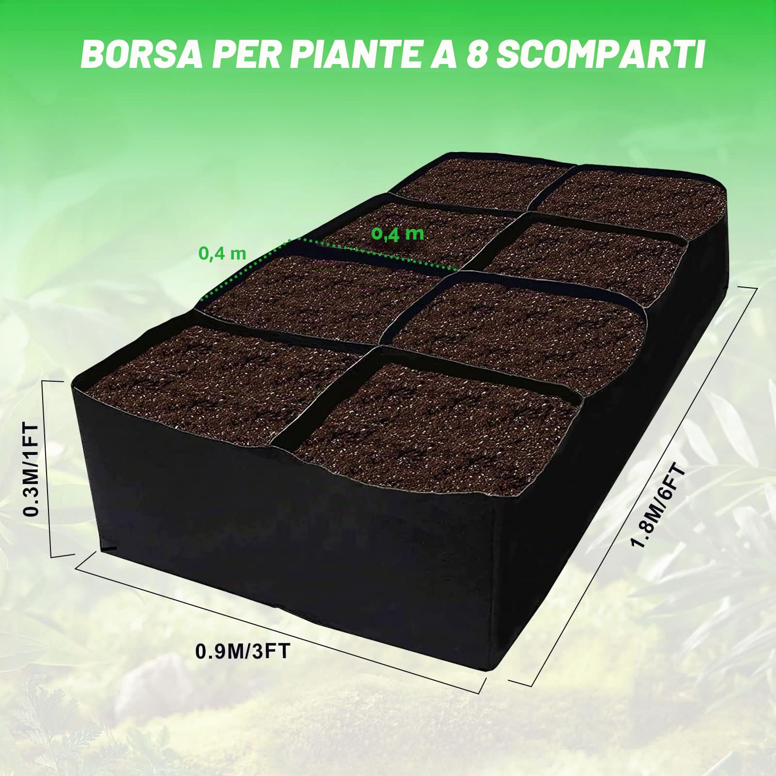 GAESHOW 2 Pezzi Cassoni Orto in Terrazzo con 8 Scomparti, Letto da Giardino Rialzato in Tessuto, Fioriera da Esterno di Traspirante, Orto Rialzato, Sacchi per Piante per Fragole Pomodori