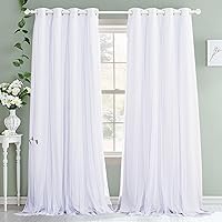 Vista 2 de PONY DANCE Cortinas para Sala de 84 Pulgadas de Largo - Cortinas con Capa Traslúcida, 52 Pulgadas de Ancho, Paneles para Tratamiento de Ventanas