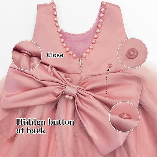 Miniatura 6 de LZH - Vestido de bebé para niñas con volante, encaje, espalda descubierta y lazo - Incluye accesorio para la cabeza - Vestido con flores para