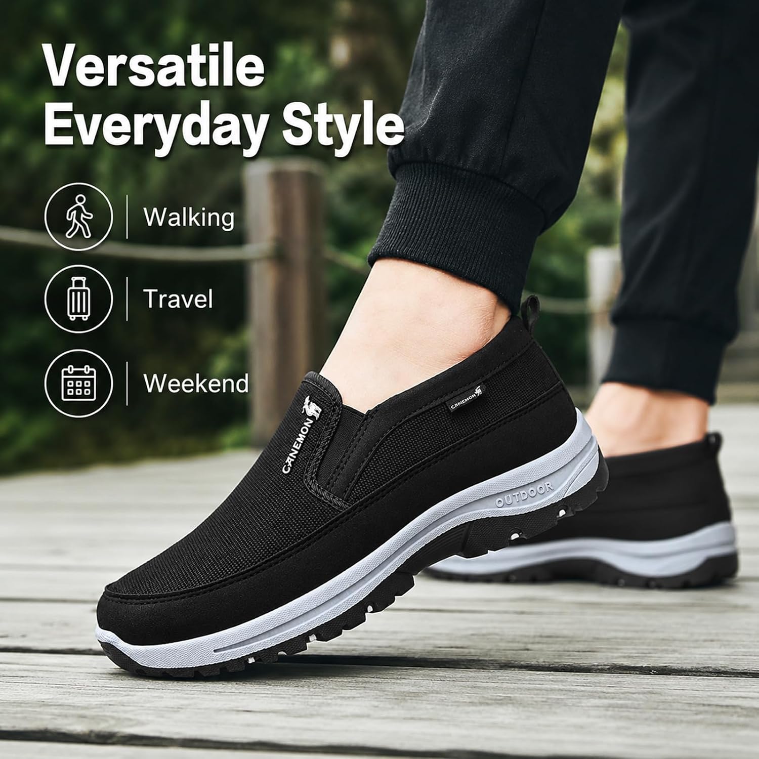 Men's Fashion Slip-on Casual Walking Shoes Lightweight Breathable Outdoor Non Slip Hiking Shoes Comfortable Soft Sole Flat Loafers Boat Shoes