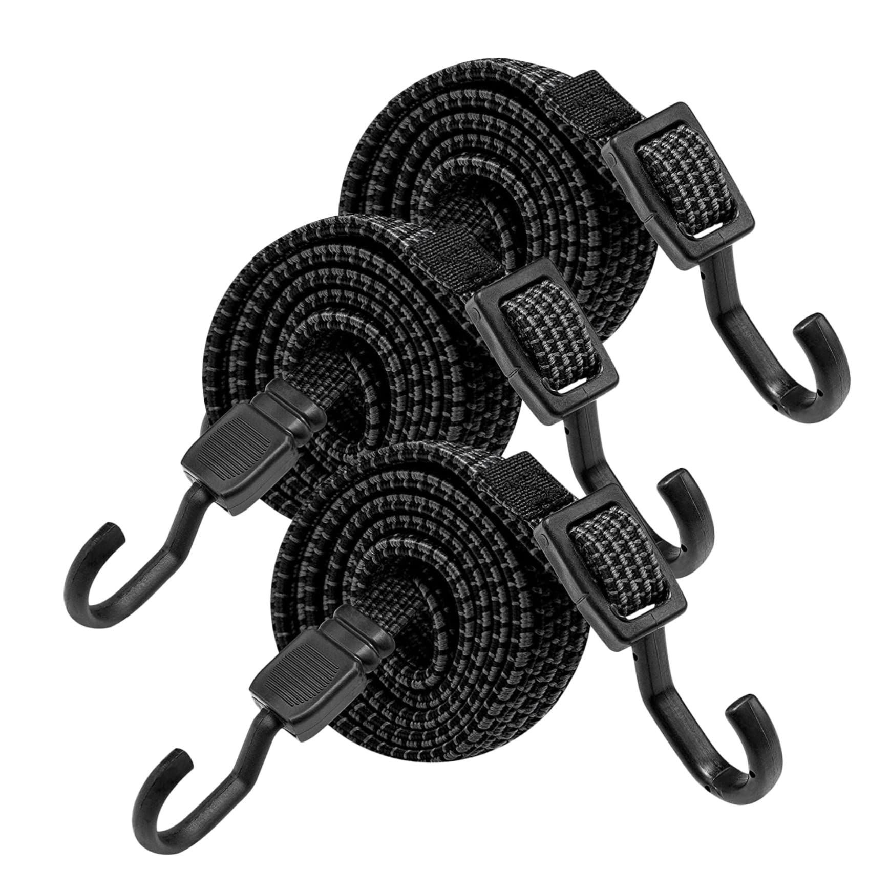 ibasenice 3Pcs Adjustable Bungee Cords with Hooks Heavy Duty Flat Straps for Trucks and Outdoor Use Durable Elastic Binding Straps for Camping and Cargo Securing