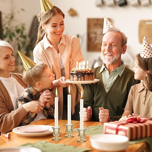 Miniatura 7 de BEIUTAO Portavelas, 24 portavelas a granel, portavelas dorados para centro de mesa, juego de velas de vidrio más grueso para bodas, fiestas,