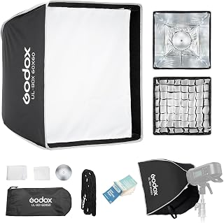 Godox UL-BOX-60 Square Softbox, 60 x 60 cm, Fast Softbox Switch with Grid, Foldable Softbox with Bowens for Video Lighting Studio SL60W SL100D SL100Bi MS200-V MS300-V