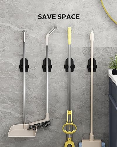 Miniatura 2 de Soporte de pared para escoba (4 unidades), soporte para escoba, organizador de escoba y trapeador, soporte para colgar en la pared, soporte de pared