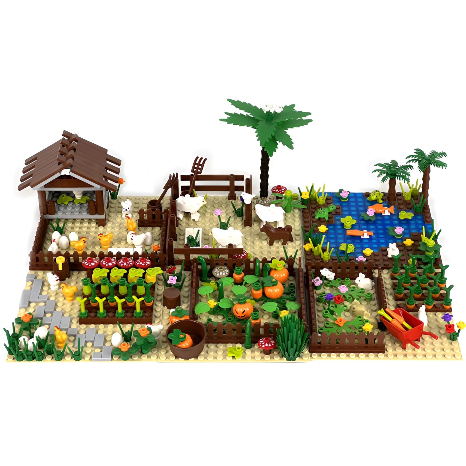 Qbrygmatic Farm Building Block Set, MOC Animal Crop Country Farm Scene Toys Teen Adult
