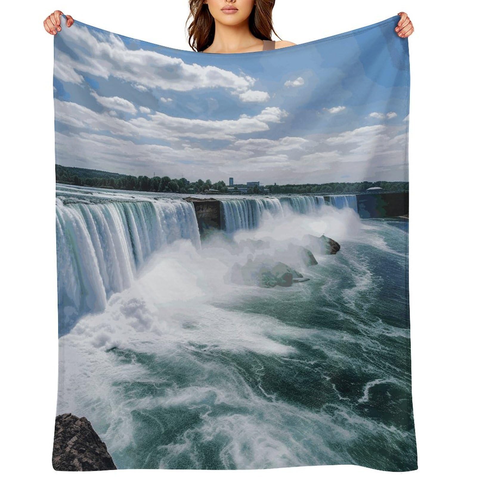 Flannel Fleece Throw Blanket - 60"x80" Super Soft Plush,Lightweight Wrinkle Resistant Cozy Niagara Falls Blanket for Couch Sofa Bed Travel Camping and Gift