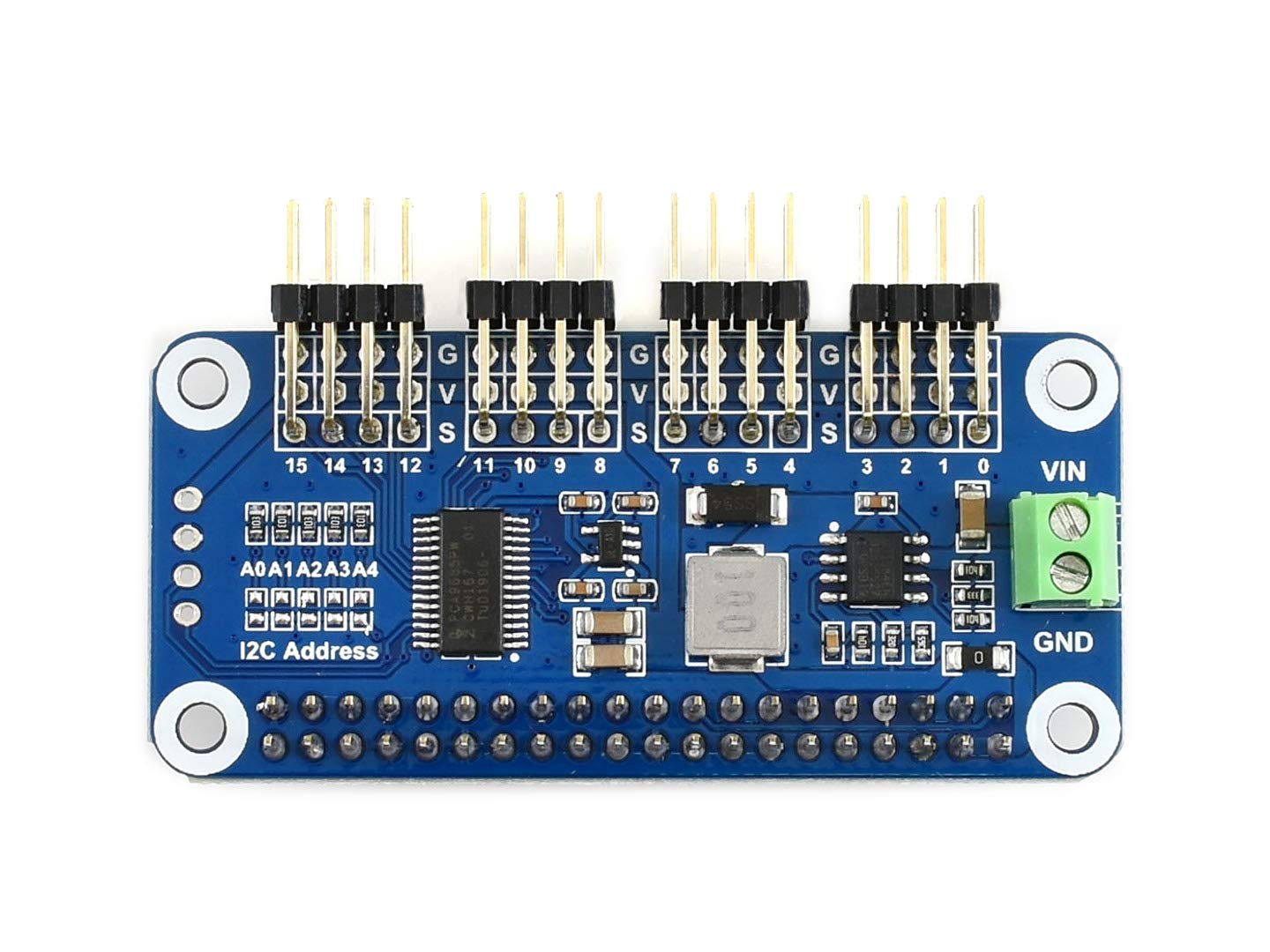 Waveshare Servo Driver Hat (B) for Raspberry Pi 16-Channel 12-bit I2C Interface Right Angle Pinheader