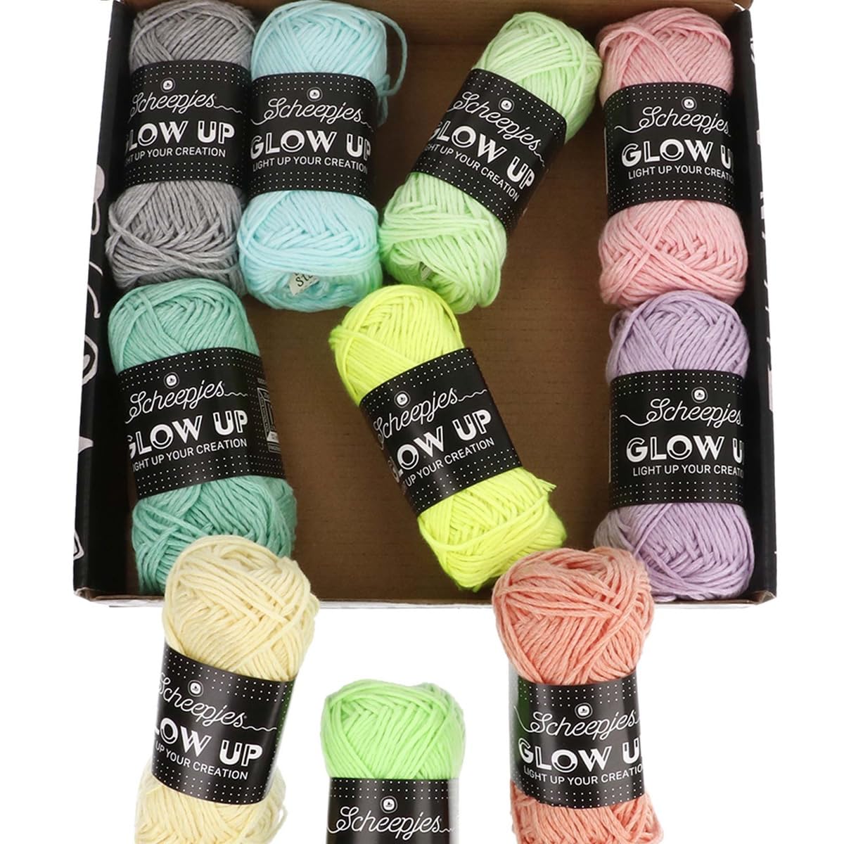 Scheepjes Glow Up Farbpack 10x25g - Bunte Garne für kreative Projekte