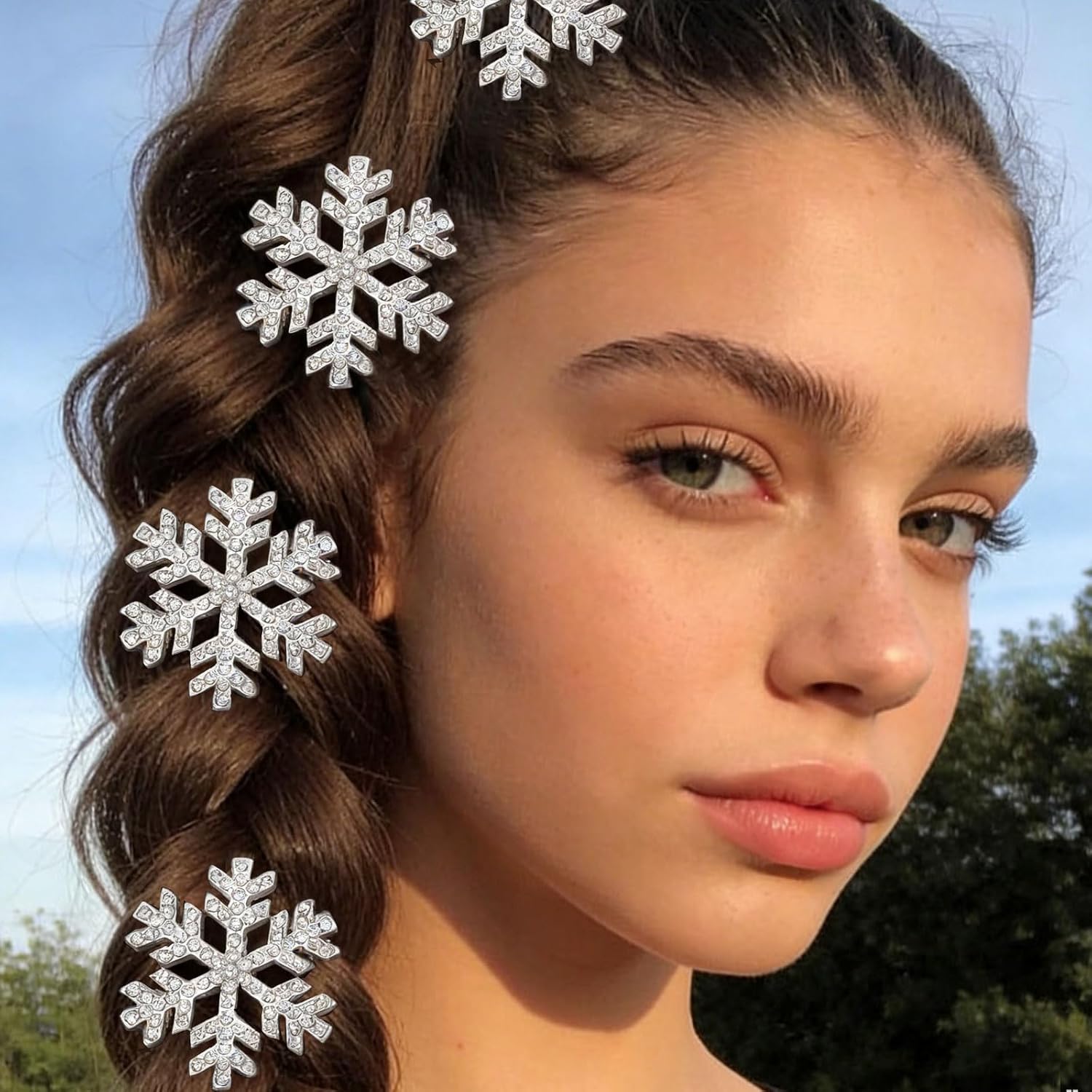 Christmas Snowflake Hair Clips - Silver Snowflake Alligator Clips | Festive Holiday Hairpins for Women Girls Xmas Hair Barrettes New Year Party Wedding Hair Accessories Christmas Party Gifts 4PCS - Image 2