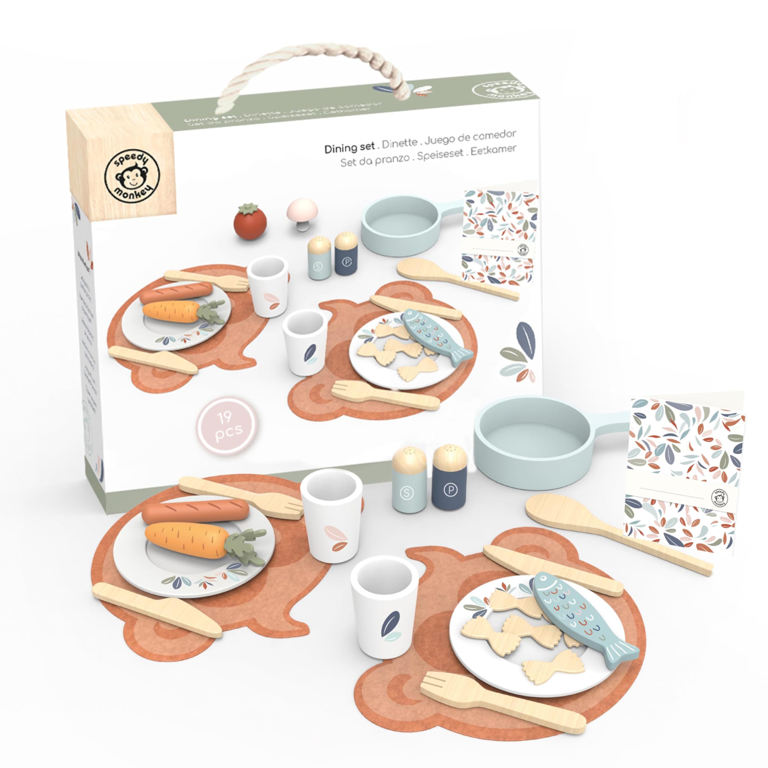 Amazon.com: SPEEDY MONKEY Wooden Dining Playset 19-Piece Kids Food