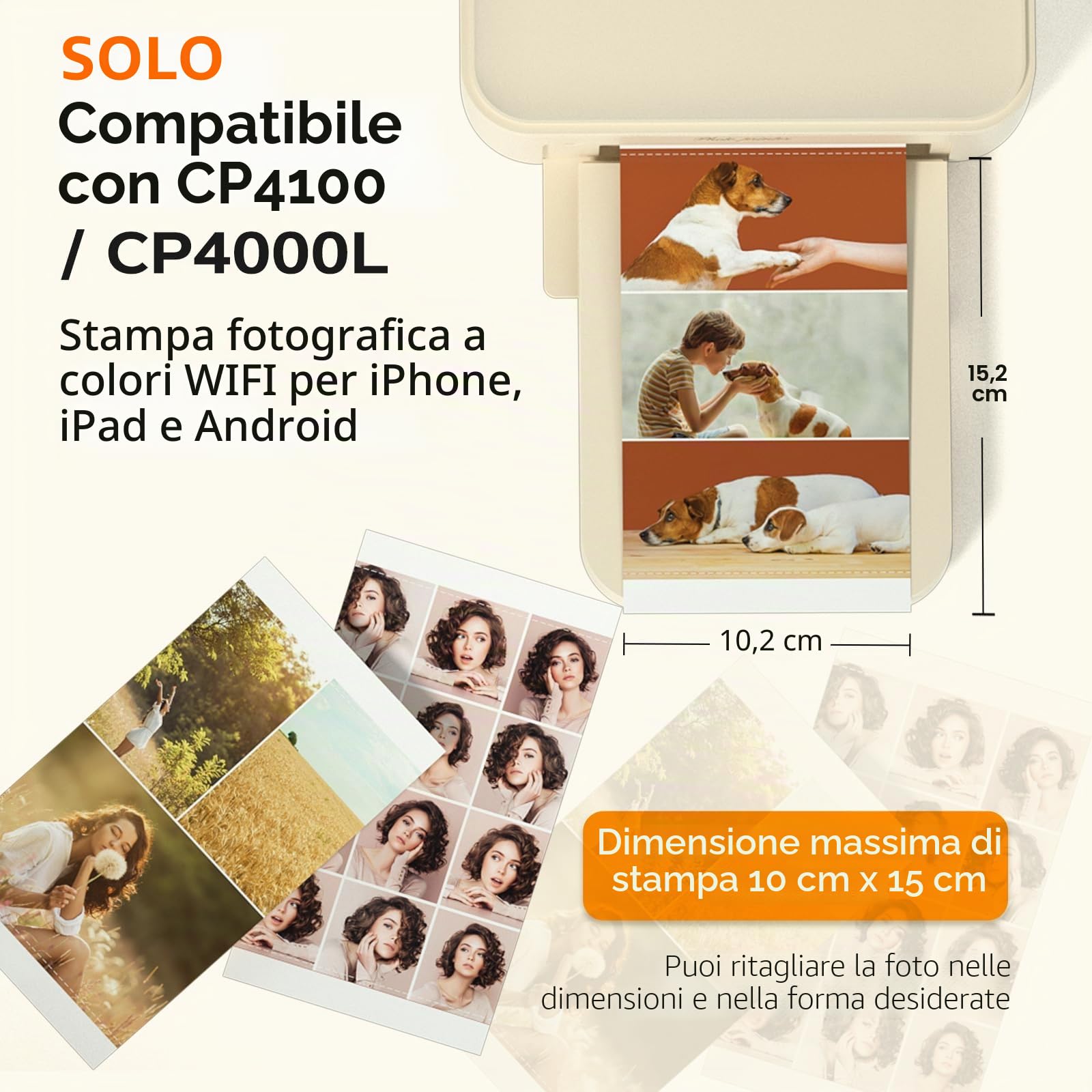 HPRT CP4100/CP4000L 4X6 Carta fotografica, 108 fogli e 2 nastri, Carta per stampante iDPRT CP4100/CP4000L Telefono WiFi Instant Color Picture Sublimation Carta per stampante