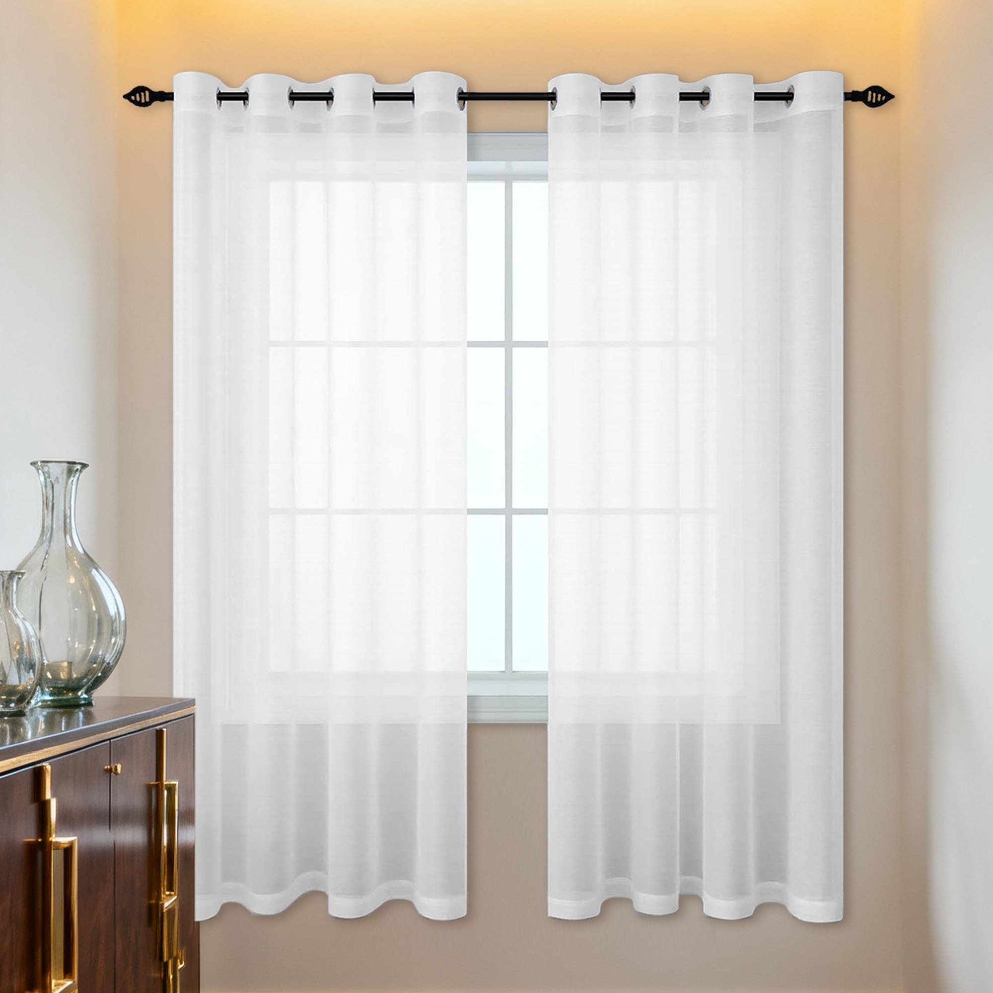 Rideau voilage léger effet moderne blanc 400 x 250 cm grand panneau fluide et tamisant