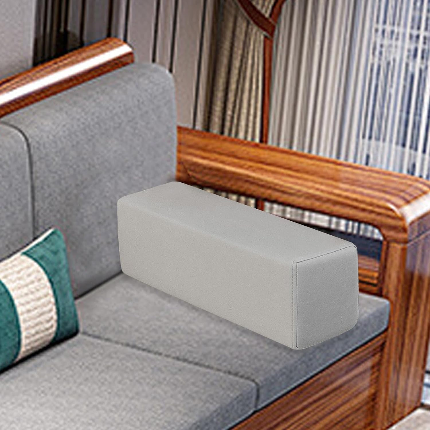 Couch Armrest Pillow for Elbow Support and Comfort in Home, Light Gray