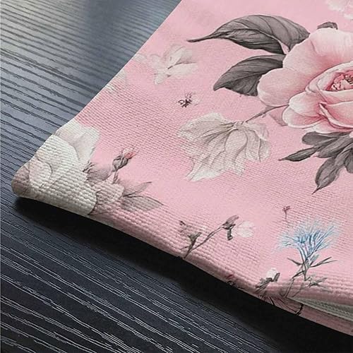 Miniatura 5 de Funda de almohada rectangular rectangular con diseño floral de granja, flores y hojas, acuarela rosa, bol, flor rosa, primavera, algodón, lino,