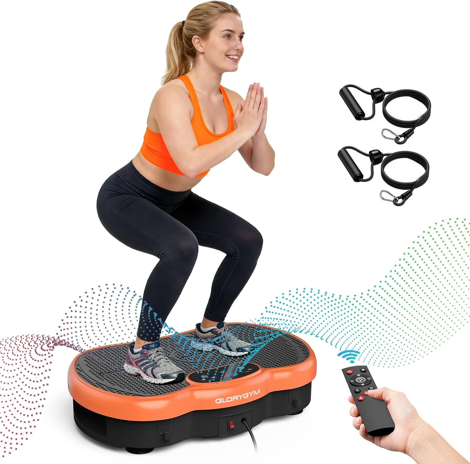 Vibration Plate - 330lb Capacity Exercise Machine with 120 Speed Levels, Remote Control & Resistance Bands for Home Fitness