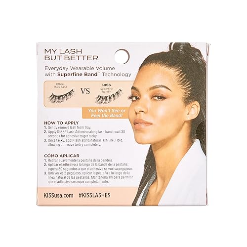 Miniatura 9 de KISS, Pestañas postizas, 'Blessed', 0.472 in, incluye 1 par de pestañas, fáciles de aplicar, racimos de pestañas reutilizables