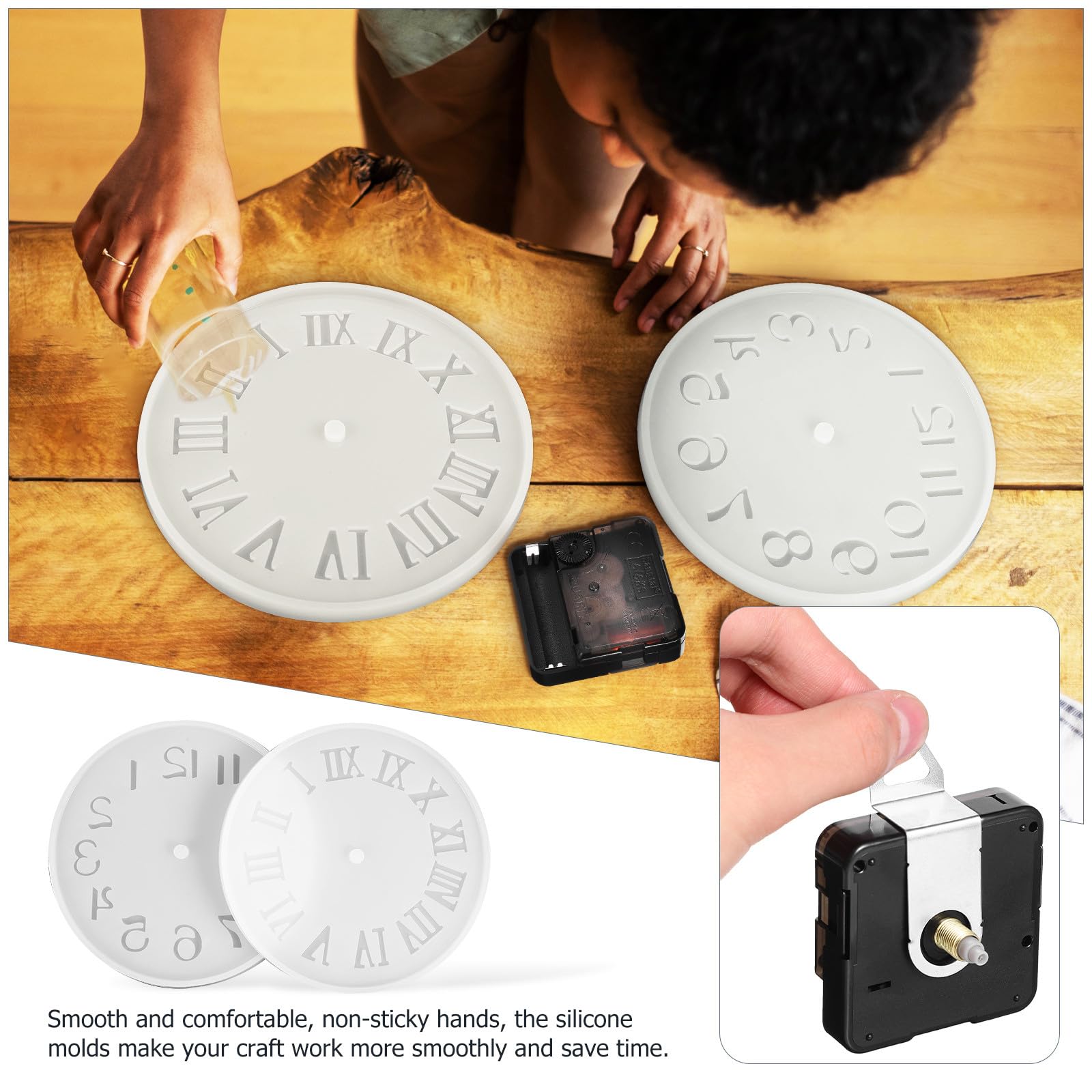 Toddmomy 2 Sets Moules à Horloge en Silicone Kit de Moulage Résine pour Création d'Horloges Murales Décoration